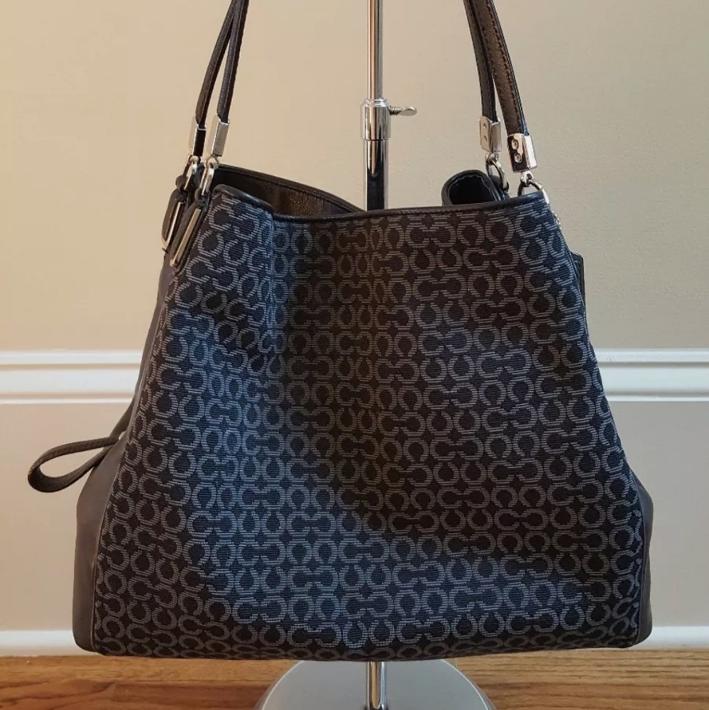 Coach Phoebe CC Monogram Leather Handbag Navy
